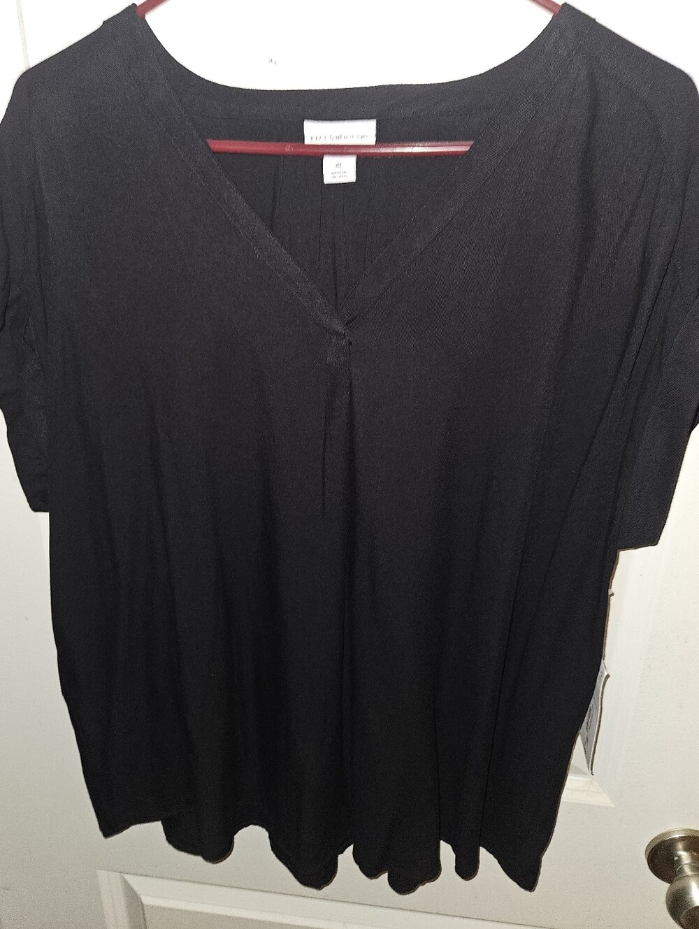 NWT Size XL LIZ CLAIBORNE Black Rayon Pullover Blouse Top